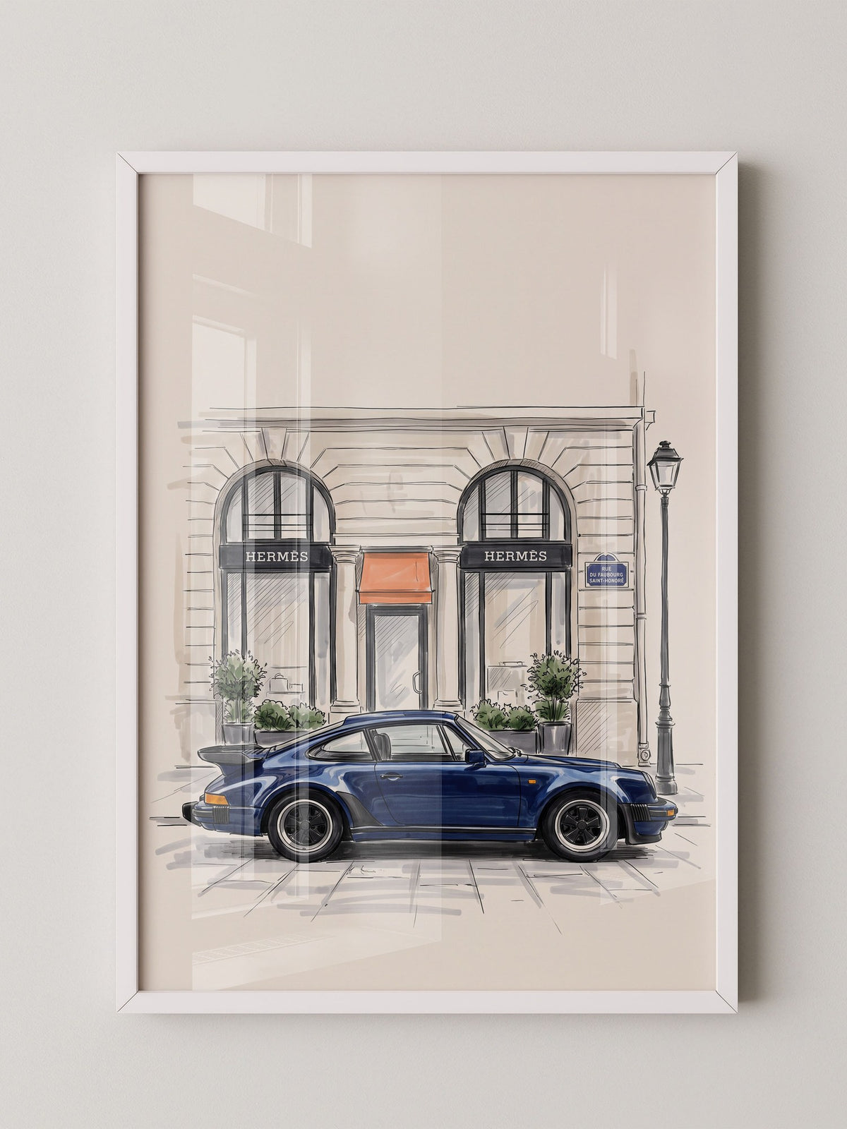 Blauer Sportwagen Paris Illustration