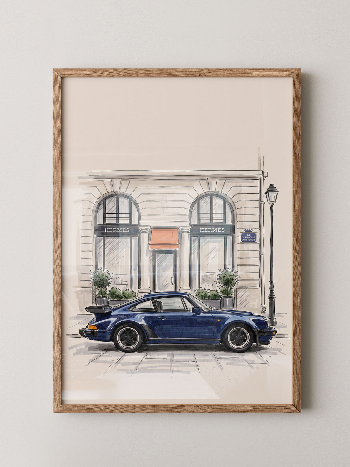 Blauer Sportwagen Paris Illustration