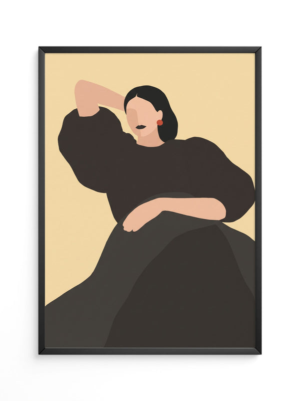 Frau Pose Schwarz Minimal