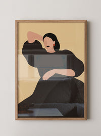 Frau Pose Schwarz Minimal