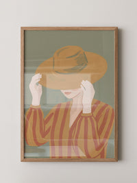Frau Hut Streifen Illustration