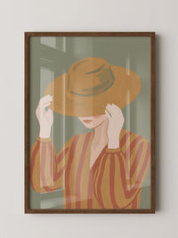 Frau Hut Streifen Illustration