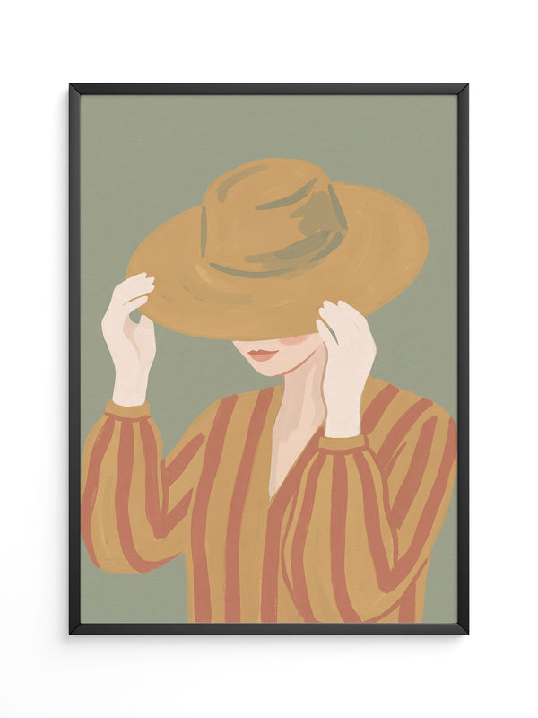 Frau Hut Streifen Illustration