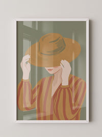 Frau Hut Streifen Illustration