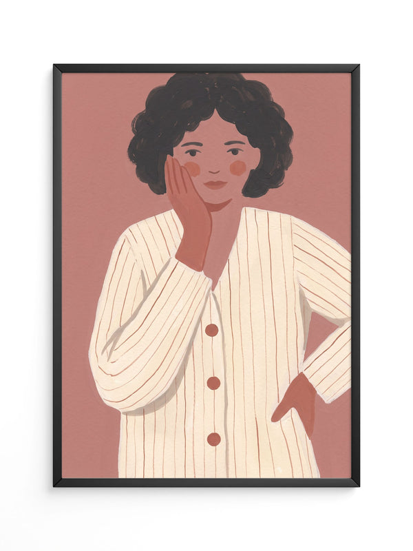 Frau Retro Rosa Illustration