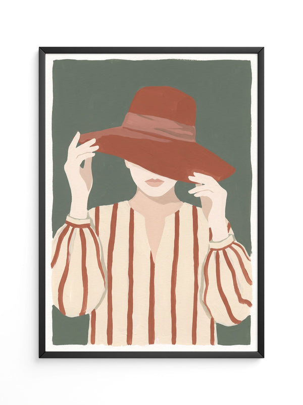 Frau Hut Rot Illustration