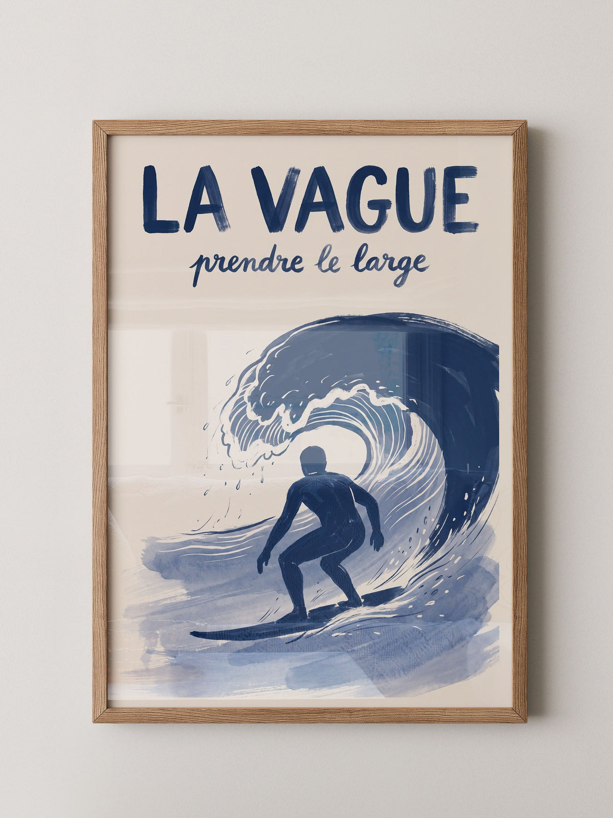 Surfer Welle Blau Kunstdruck