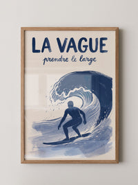 Surfer Welle Blau Kunstdruck