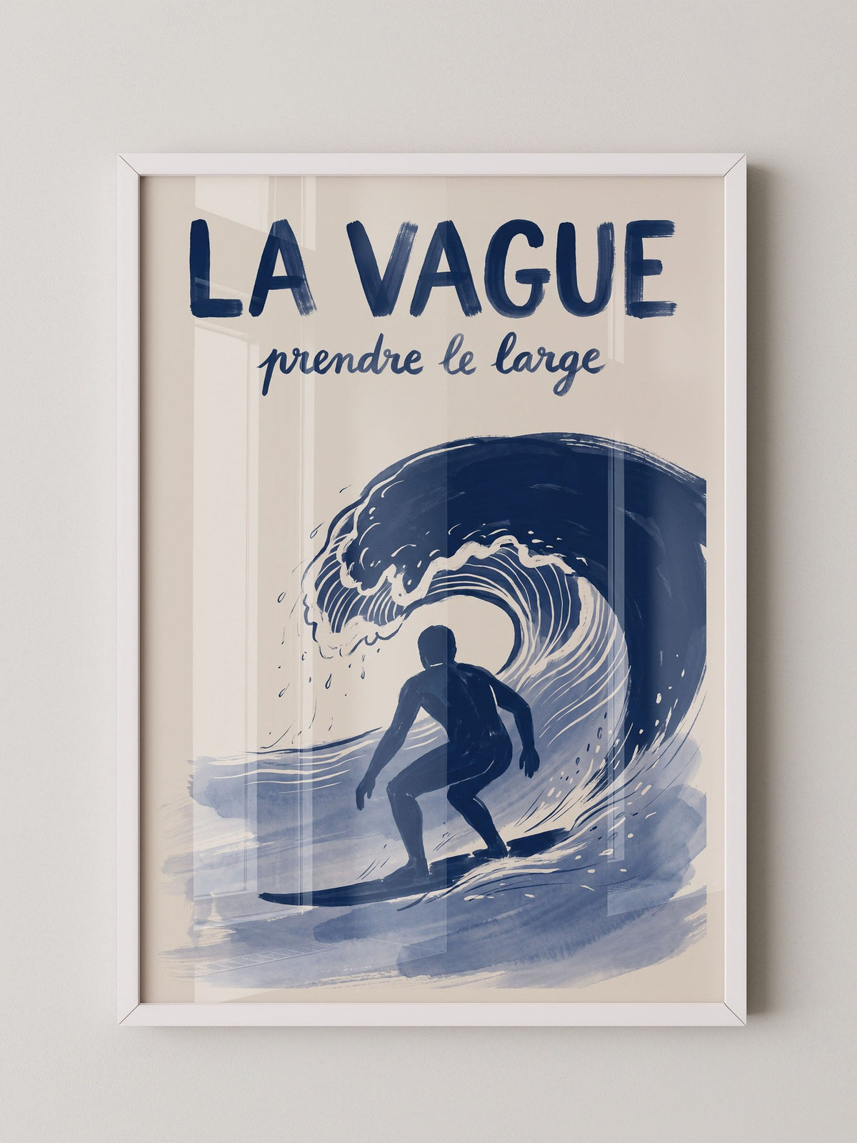 Surfer Welle Blau Kunstdruck