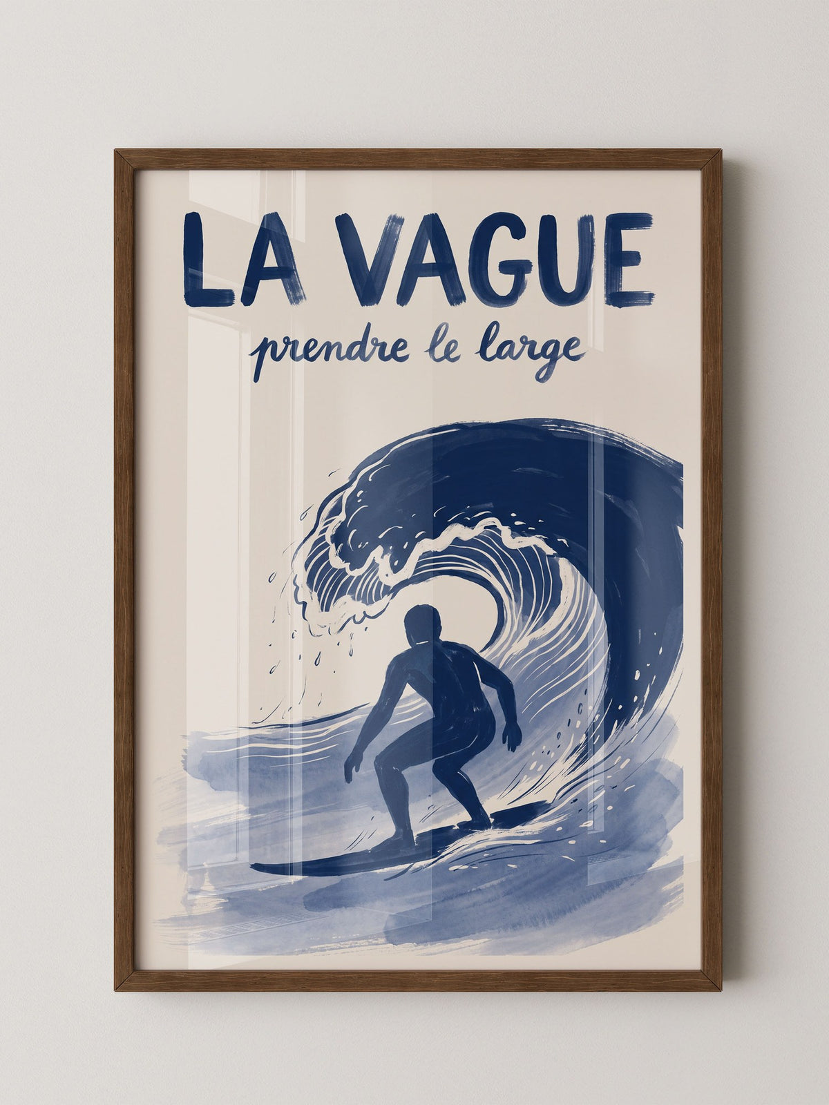 Surfer Welle Blau Kunstdruck