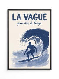 Surfer Welle Blau Kunstdruck