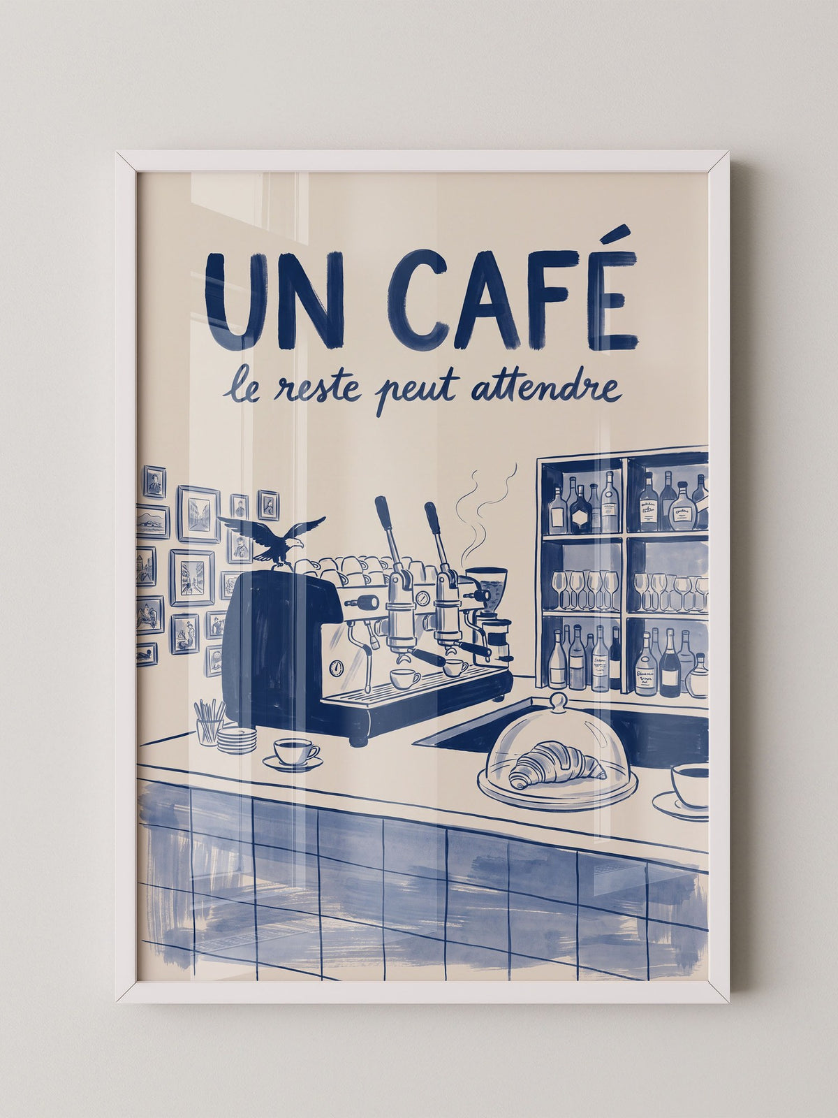 Café Barista Illustration Blau