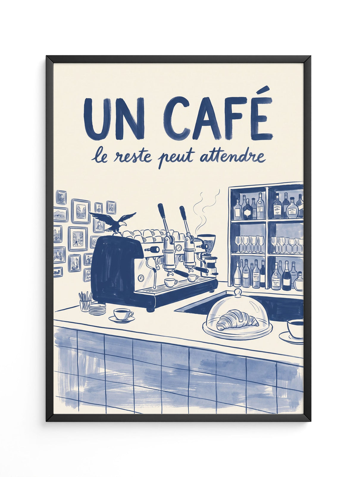 Café Barista Illustration Blau