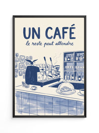 Café Barista Illustration Blau
