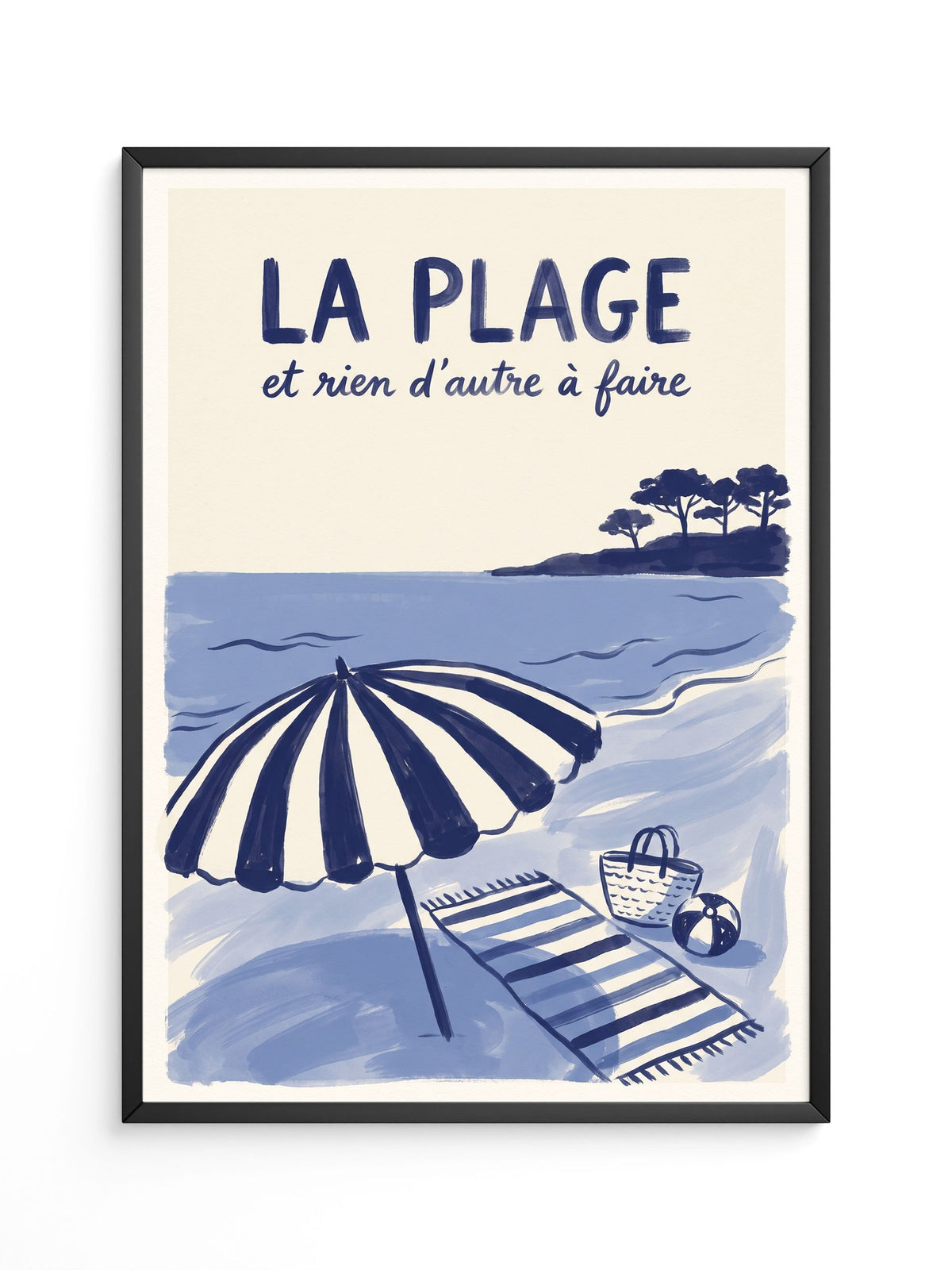 Strand Schirm Illustration Blau