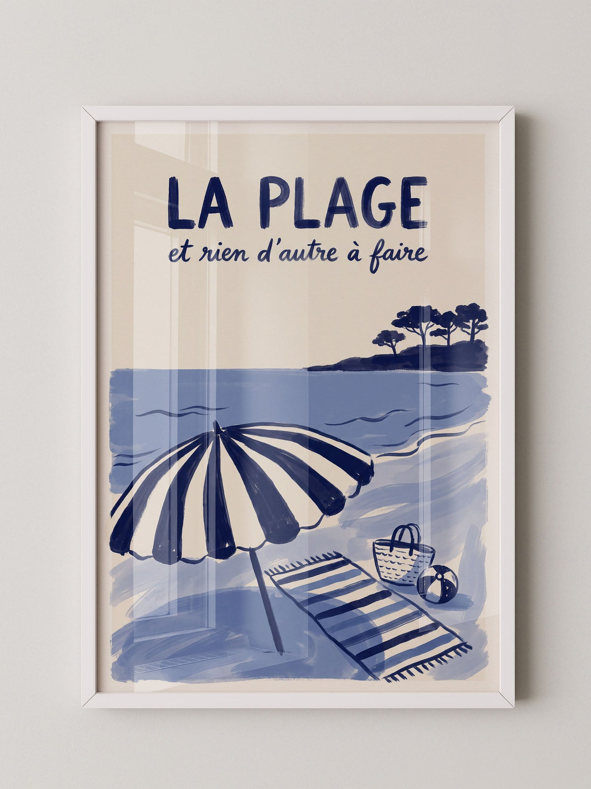 Strand Schirm Illustration Blau