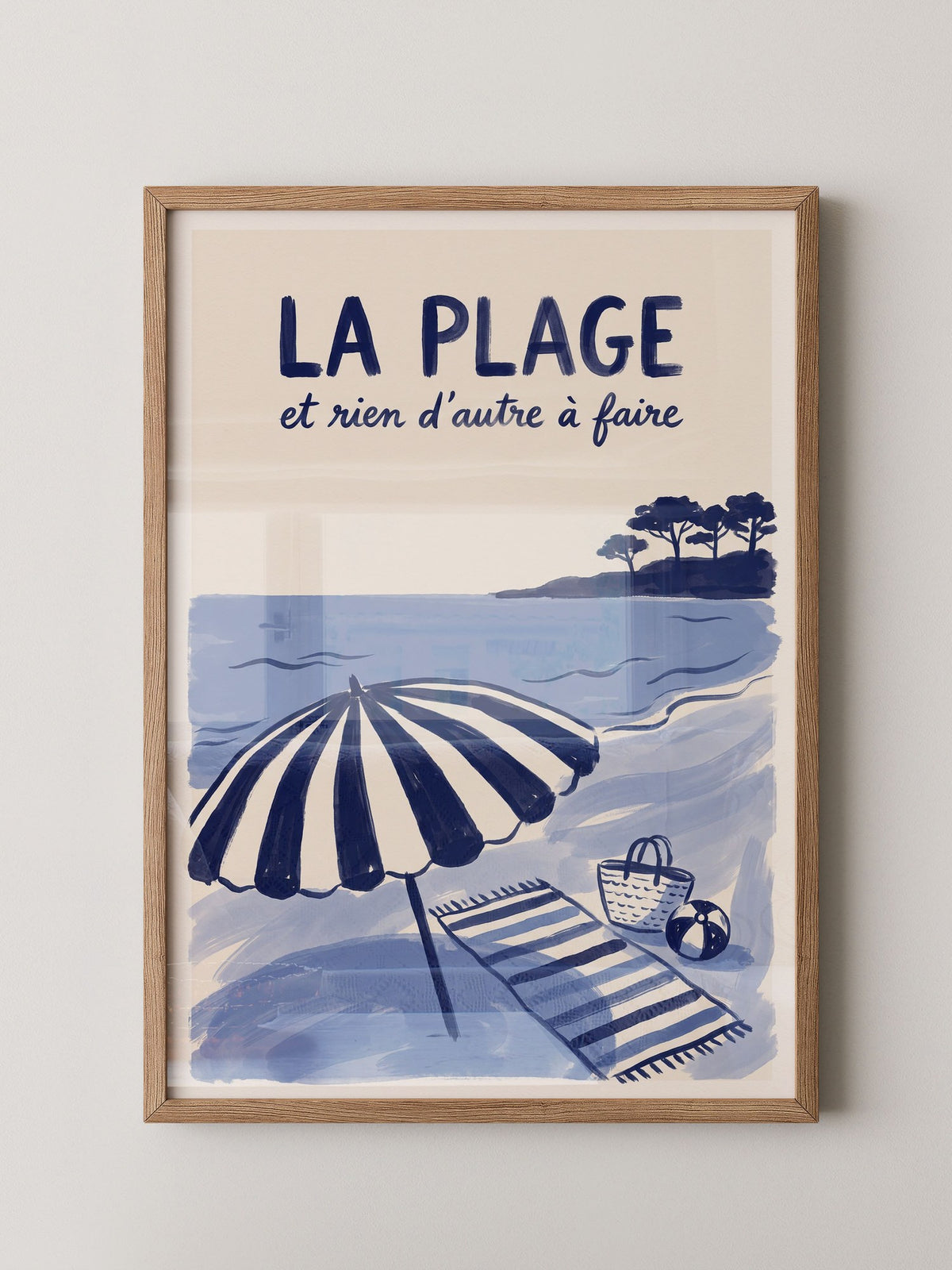 Strand Schirm Illustration Blau
