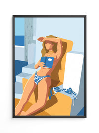Frau am Pool Retro Illustration