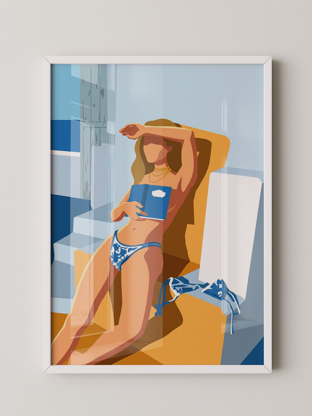 Frau am Pool Retro Illustration