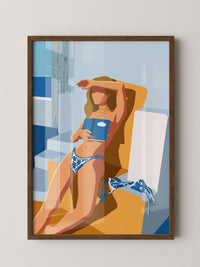 Frau am Pool Retro Illustration