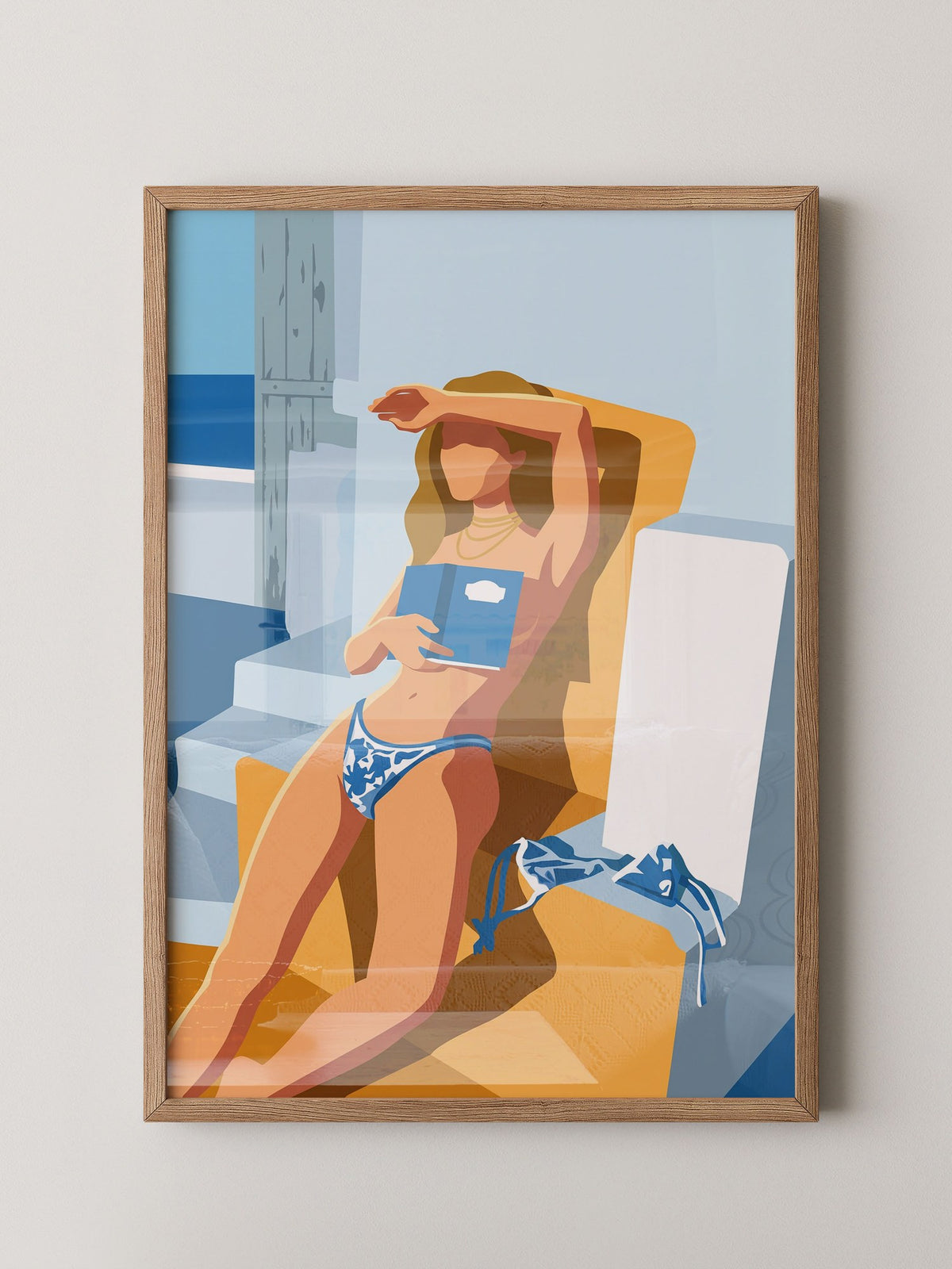 Frau am Pool Retro Illustration