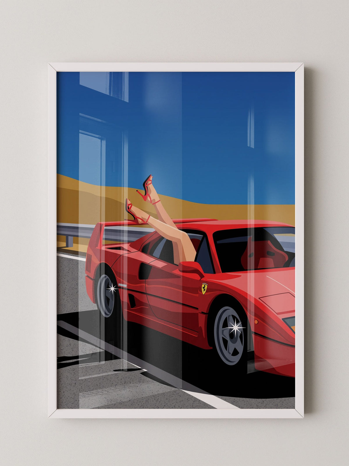 Roter Sportwagen Frau Retro