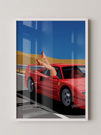 Roter Sportwagen Frau Retro