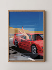 Roter Sportwagen Frau Retro