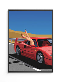 Roter Sportwagen Frau Retro