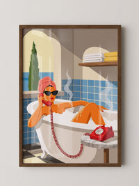 Badewanne Retro Illustration Orange