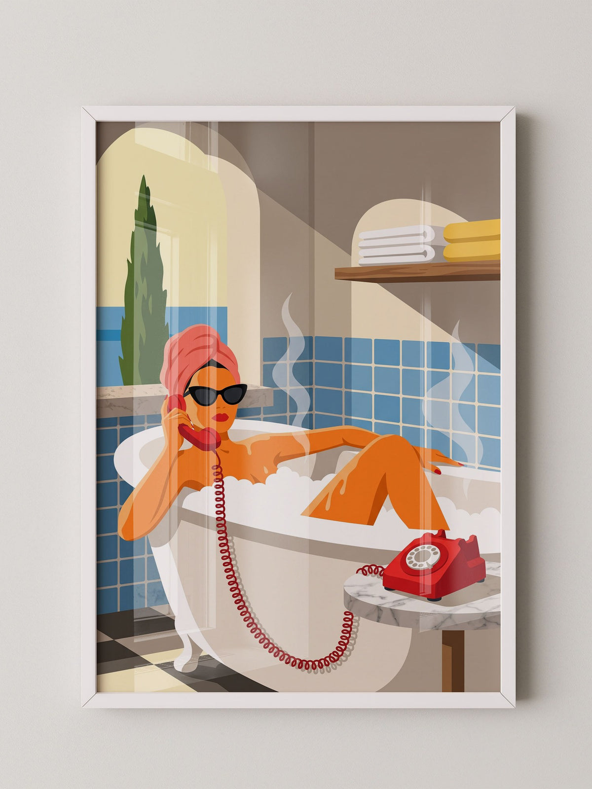 Badewanne Retro Illustration Orange