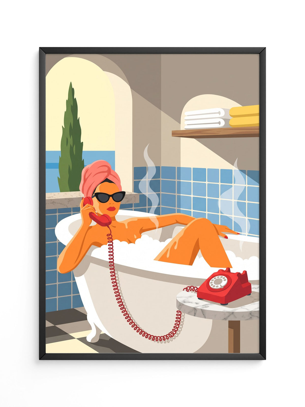 Badewanne Retro Illustration Orange
