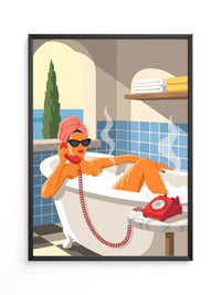 Badewanne Retro Illustration Orange