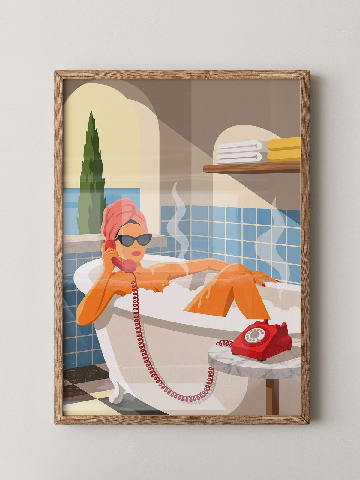 Badewanne Retro Illustration Orange