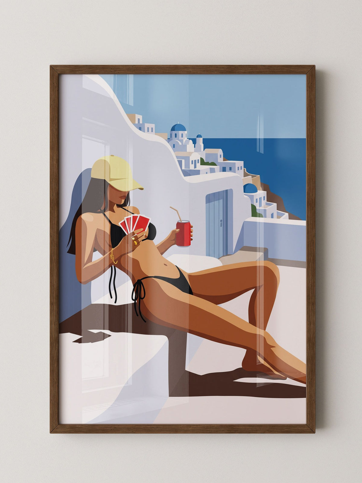 Santorini Frau Urlaub Blau