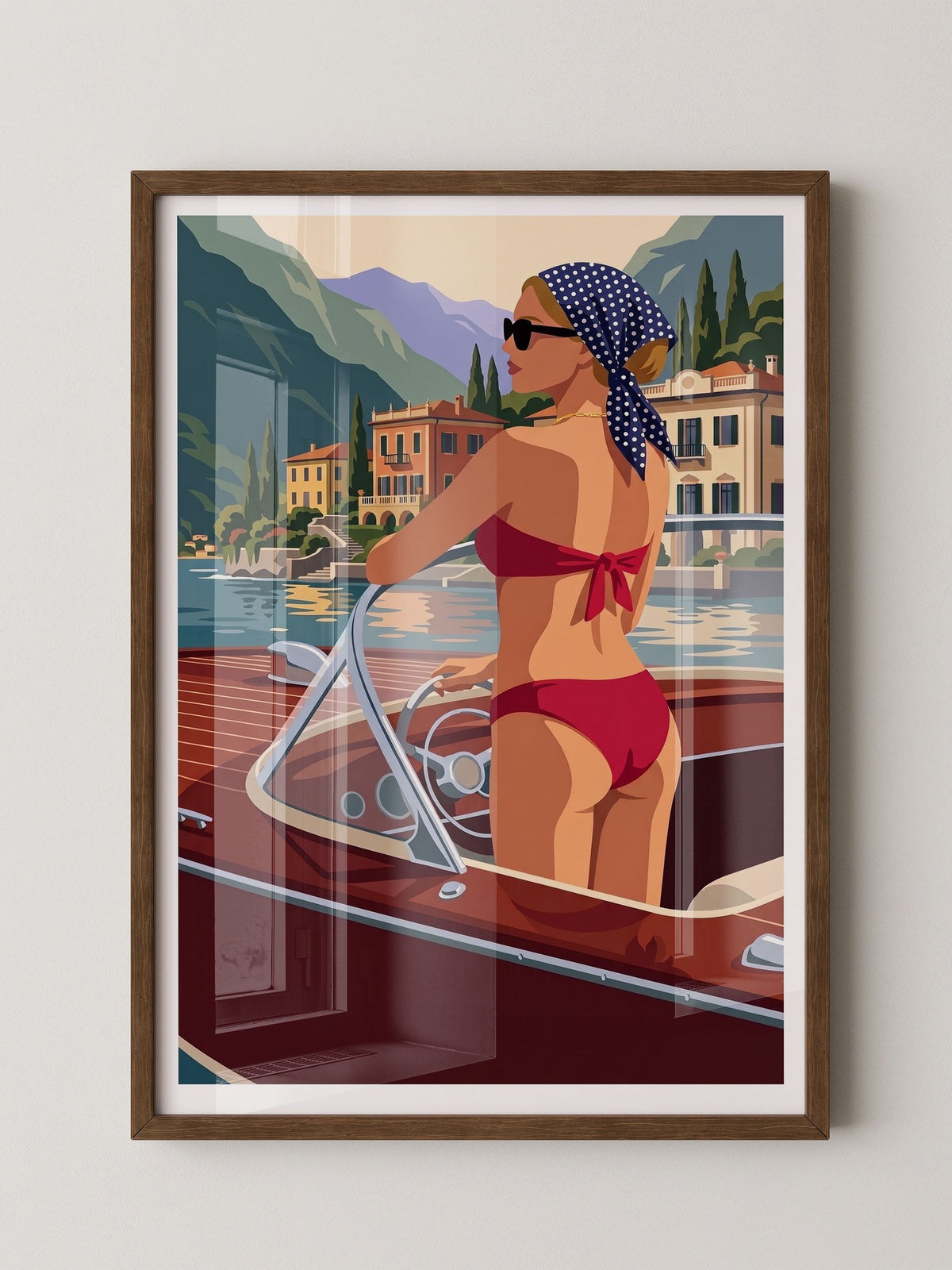 Retro Motorboot Frau Illustration
