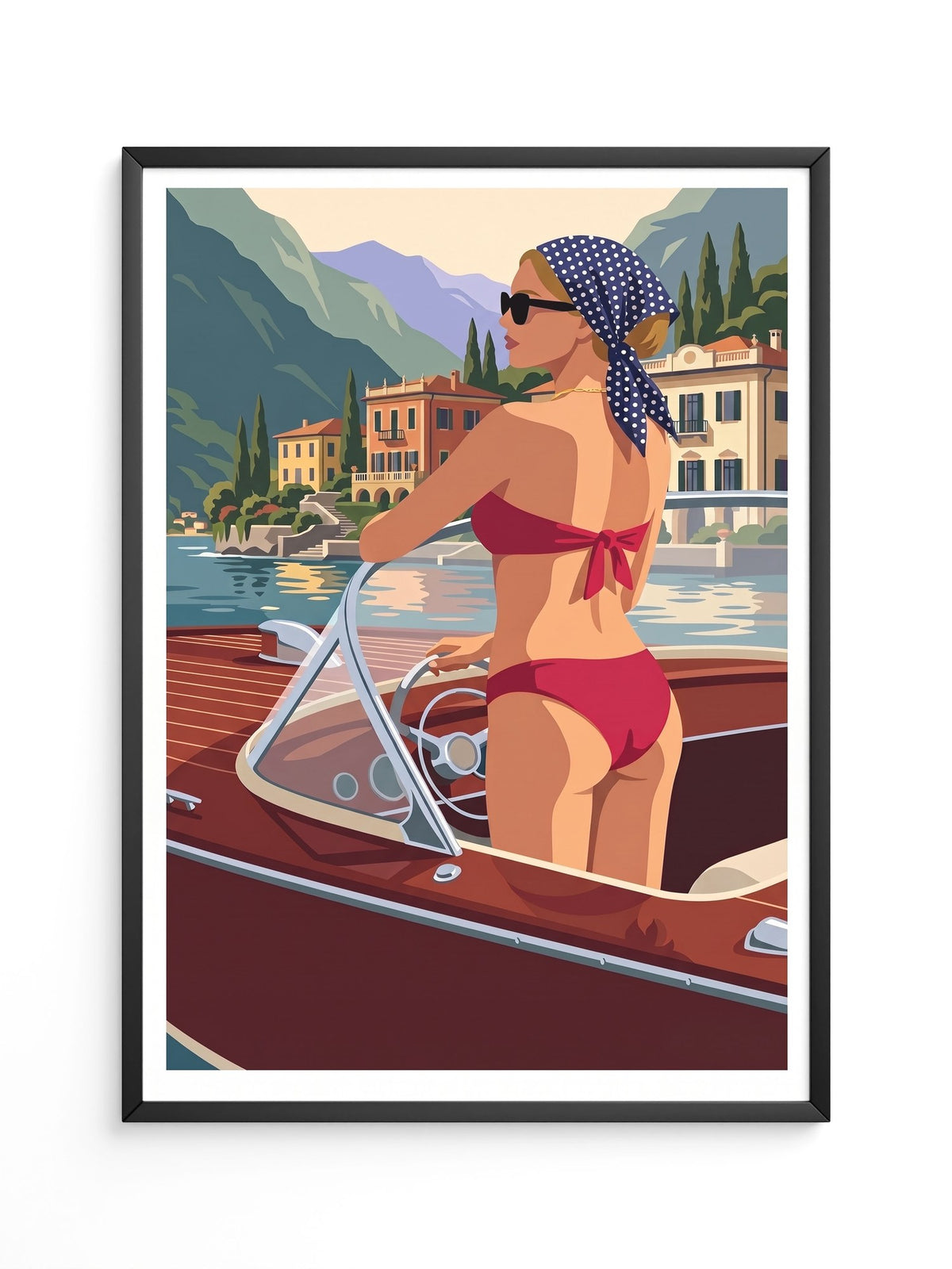 Retro Motorboot Frau Illustration