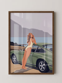 Retro Auto Strand Illustration