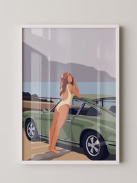 Retro Auto Strand Illustration
