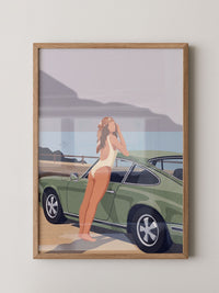Retro Auto Strand Illustration