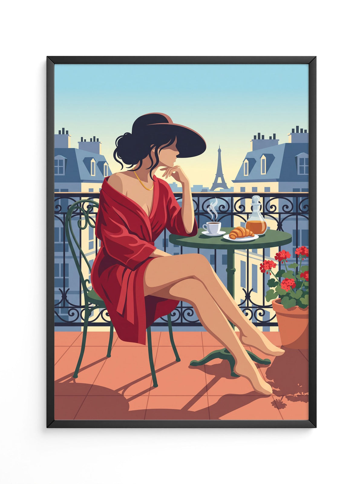 Paris Frau Balkon Retro