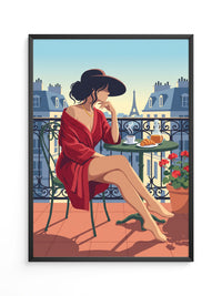 Paris Frau Balkon Retro