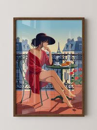 Paris Frau Balkon Retro