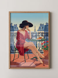 Paris Frau Balkon Retro