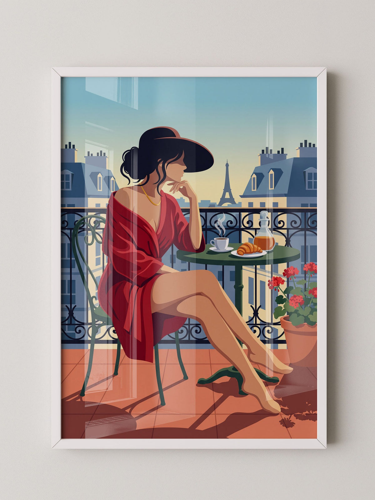 Paris Frau Balkon Retro
