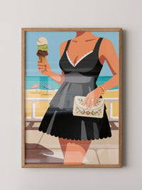 Strandschönheit Retro Illustration