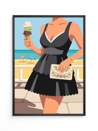 Strandschönheit Retro Illustration