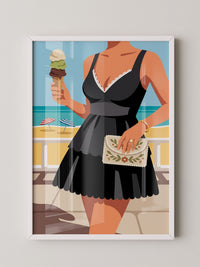 Strandschönheit Retro Illustration