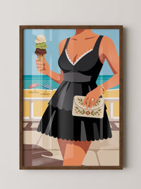 Strandschönheit Retro Illustration