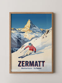 Matterhorn Skifahrer Retro